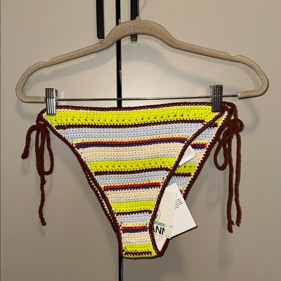 NWT GANNI striped crochet bikini bottoms size 42 - Picture 3 of 6